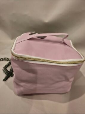 Pink Travel Cosmetic Bag with Gold Zipper